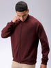 Men's Brown Relaxed Fit Solid Frontopen-Highneck Sweatshirt