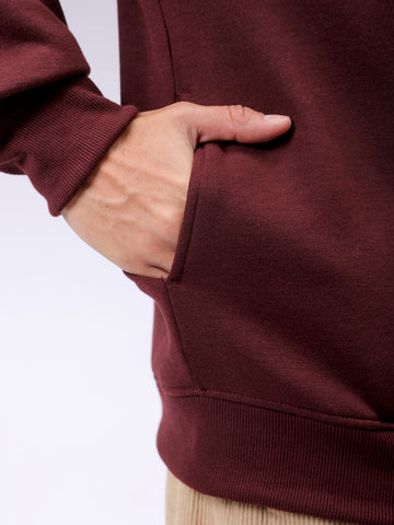 Men's Brown Relaxed Fit Solid Frontopen-Highneck Sweatshirt