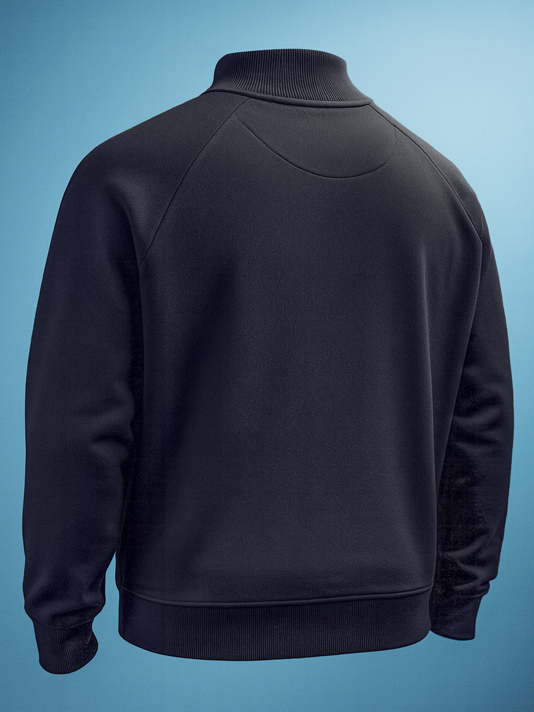 Men's Black Relaxed Fit Solid Frontopen-Highneck Sweatshirt