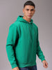 Men's Green Regular Fit Solid Overhead Hooded Sweatshirt