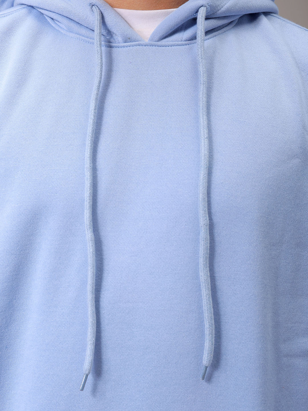 Men's Blue Regular Fit Solid Overhead Hooded Sweatshirt