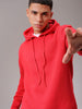 Men's Red Regular Fit Solid Overhead Hooded Sweatshirt