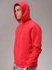 Men's Red Regular Fit Solid Overhead Hooded Sweatshirt