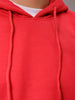 Men's Red Regular Fit Solid Overhead Hooded Sweatshirt