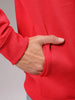 Men's Red Regular Fit Solid Overhead Hooded Sweatshirt