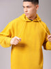 Men's Yellow Oversized Solid Overhead Hooded Sweatshirt