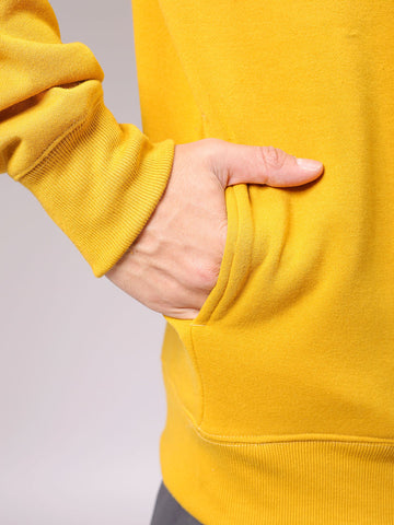 Men's Yellow Oversized Solid Overhead Hooded Sweatshirt