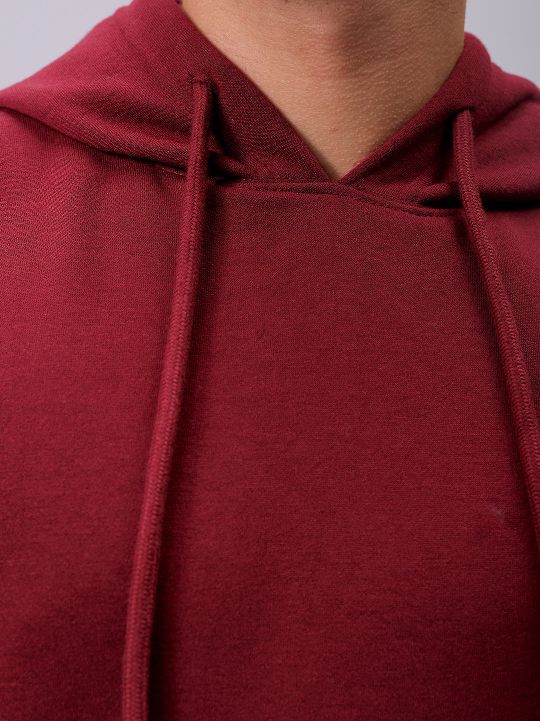 Men's Red Oversized Solid Overhead-Hooded Sweatshirt