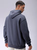 Men's Grey Oversized Solid Overhead-Hooded Sweatshirt