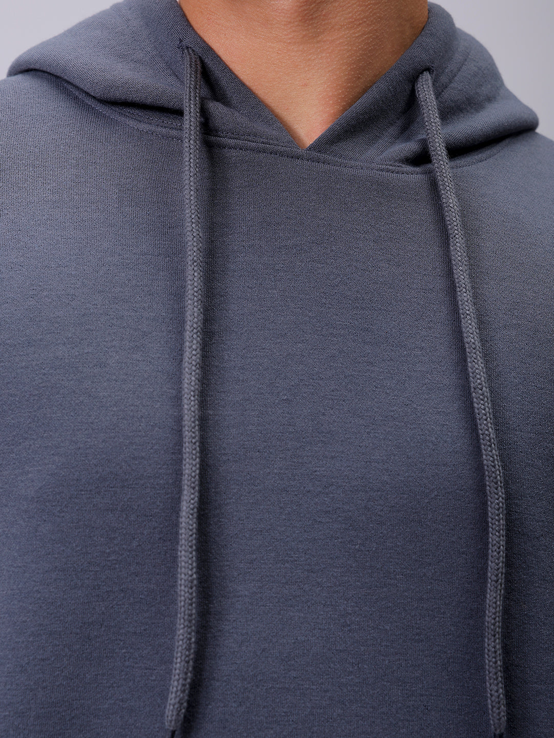 Men's Grey Oversized Solid Overhead-Hooded Sweatshirt