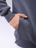 Men's Grey Oversized Solid Overhead-Hooded Sweatshirt