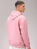 Men's Pink Relaxed Fit Solid Frontopen Zipperper-Hooded Sweatshirt