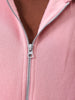 Men's Pink Relaxed Fit Solid Frontopen Zipperper-Hooded Sweatshirt