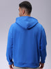 Men's Blue Relaxed Fit Solid Frontopen Zipperper-Hooded Sweatshirt