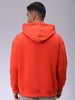 Men's Orange Relaxed Fit Solid Frontopen Zipperper-Hooded Sweatshirt