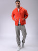 Men's Orange Relaxed Fit Solid Frontopen Zipperper-Hooded Sweatshirt