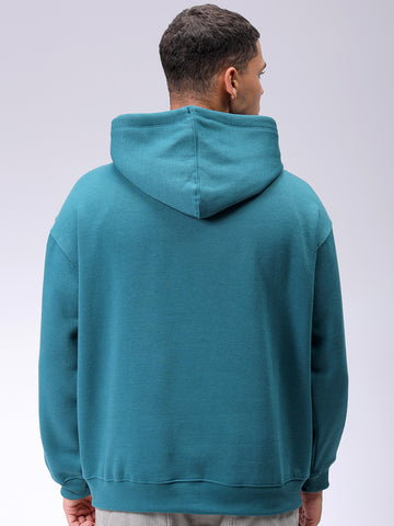 Men's Green Relaxed Fit Solid Frontopen Zipperper-Hooded Sweatshirt