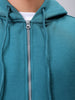 Men's Green Relaxed Fit Solid Frontopen Zipperper-Hooded Sweatshirt