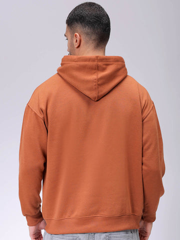 Men's Beige Relaxed Fit Solid Frontopen Zipperper-Hooded Sweatshirt