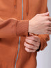 Men's Beige Relaxed Fit Solid Frontopen Zipperper-Hooded Sweatshirt
