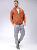Men's Beige Relaxed Fit Solid Frontopen Zipperper-Hooded Sweatshirt