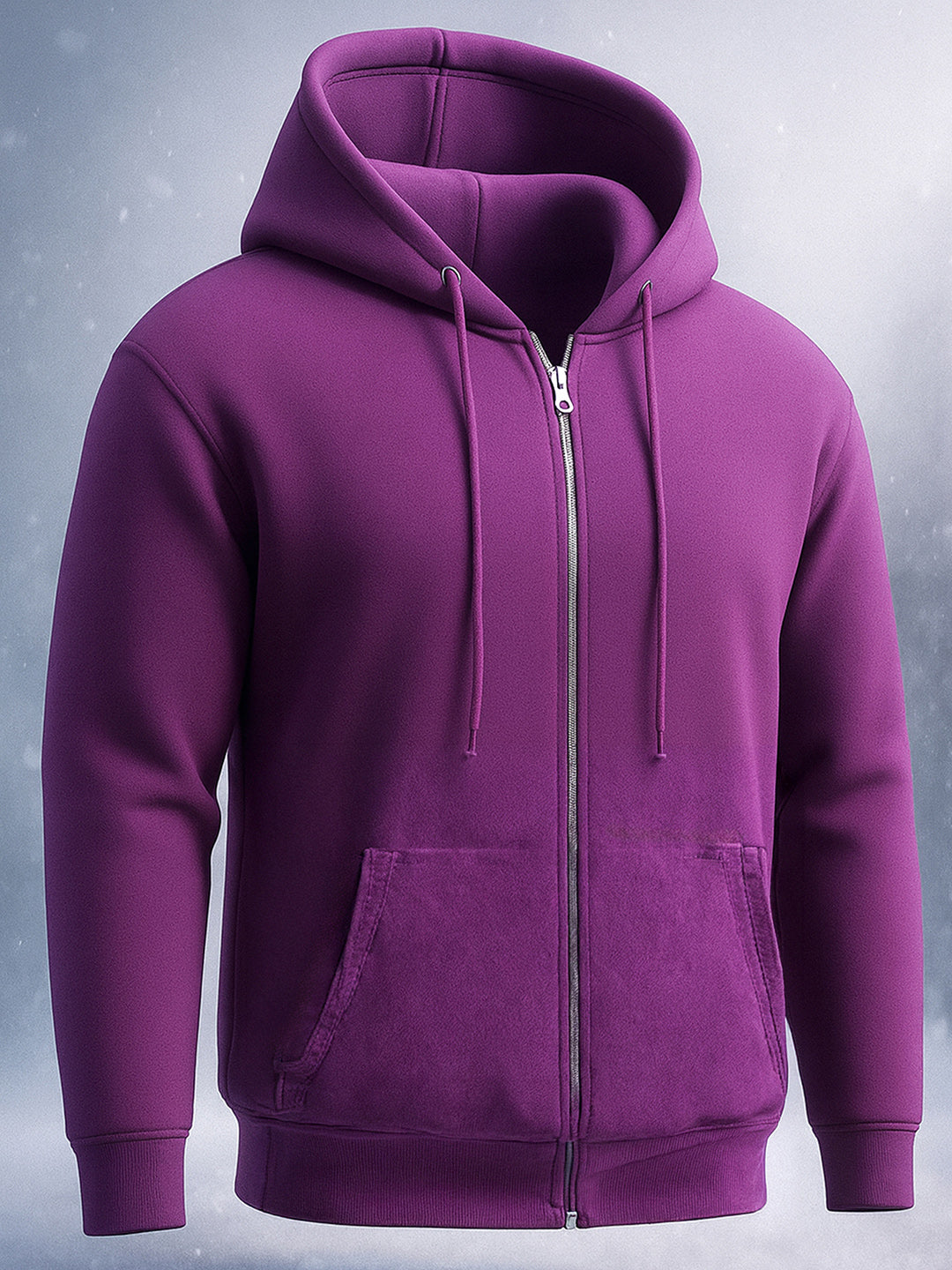 Men's Purple Relaxed Fit Solid Frontopen Zipperper-Hooded Sweatshirt