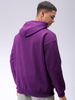 Men's Purple Relaxed Fit Solid Frontopen Zipperper-Hooded Sweatshirt