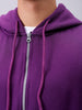 Men's Purple Relaxed Fit Solid Frontopen Zipperper-Hooded Sweatshirt
