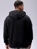 Men's Black Relaxed Fit Solid Frontopen Zipperper-Hooded Sweatshirt