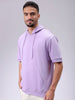 Men's Purple Oversized Solid Overhead-Hooded Sweatshirt