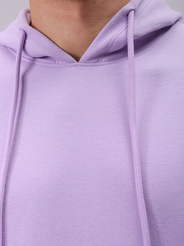 Men's Purple Oversized Solid Overhead-Hooded Sweatshirt