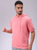 Men's Pink Oversized Solid Overhead-Hooded Sweatshirt
