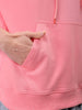 Men's Pink Oversized Solid Overhead-Hooded Sweatshirt