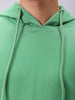Men's Green Oversized Solid Overhead-Hooded Sweatshirt