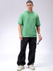 Men's Green Oversized Solid Overhead-Hooded Sweatshirt