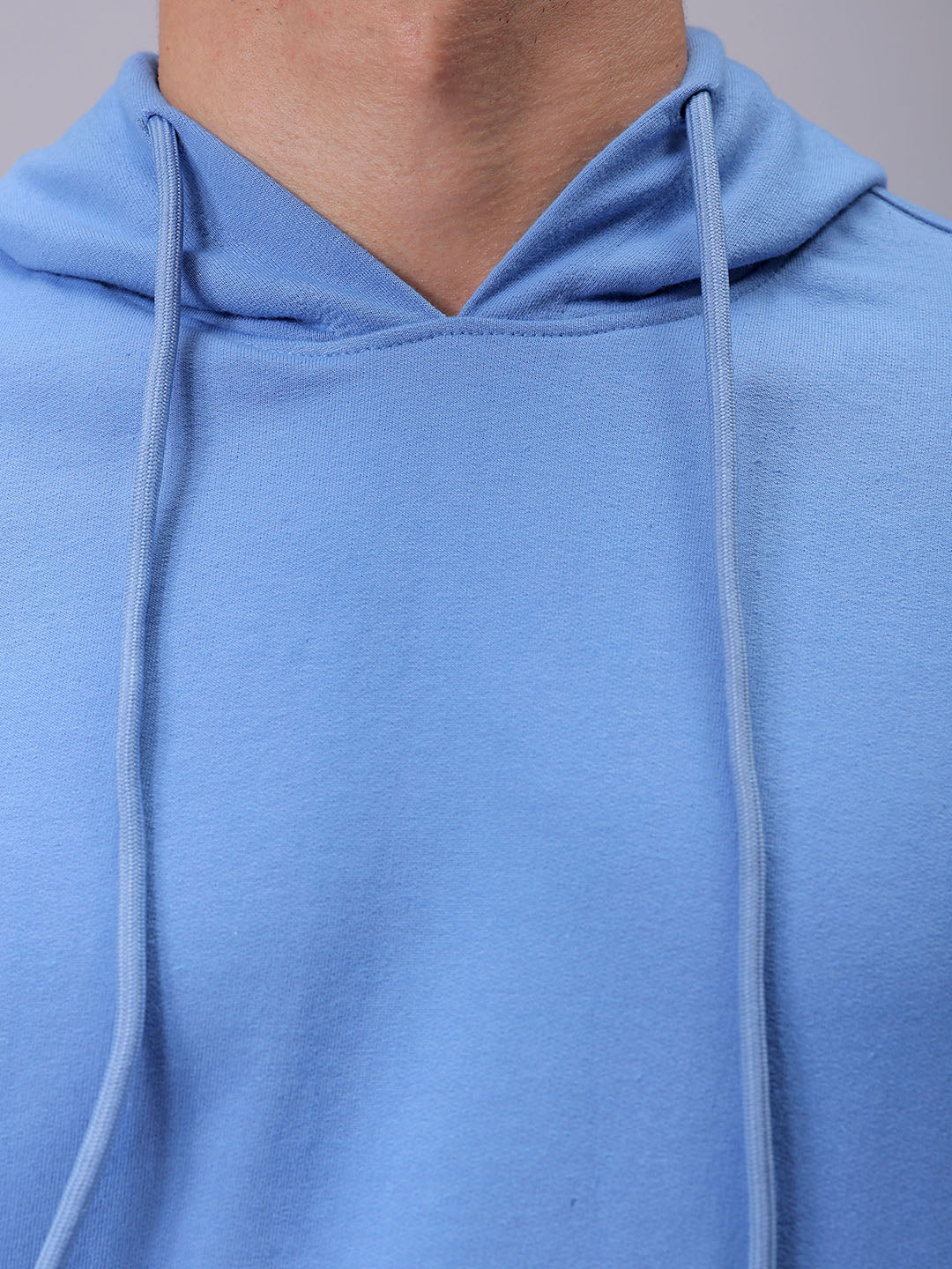 Men's Blue Oversized Solid Overhead-Hooded Sweatshirt