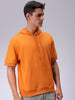 Men's Orange Oversized Solid Overhead Hooded Sweatshirt
