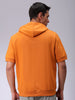 Men's Orange Oversized Solid Overhead Hooded Sweatshirt