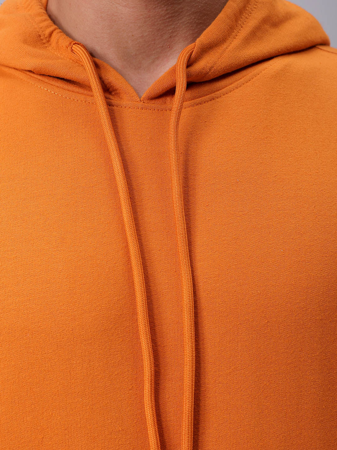 Men's Orange Oversized Solid Overhead Hooded Sweatshirt
