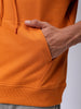 Men's Orange Oversized Solid Overhead Hooded Sweatshirt