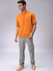 Men's Orange Oversized Solid Overhead Hooded Sweatshirt
