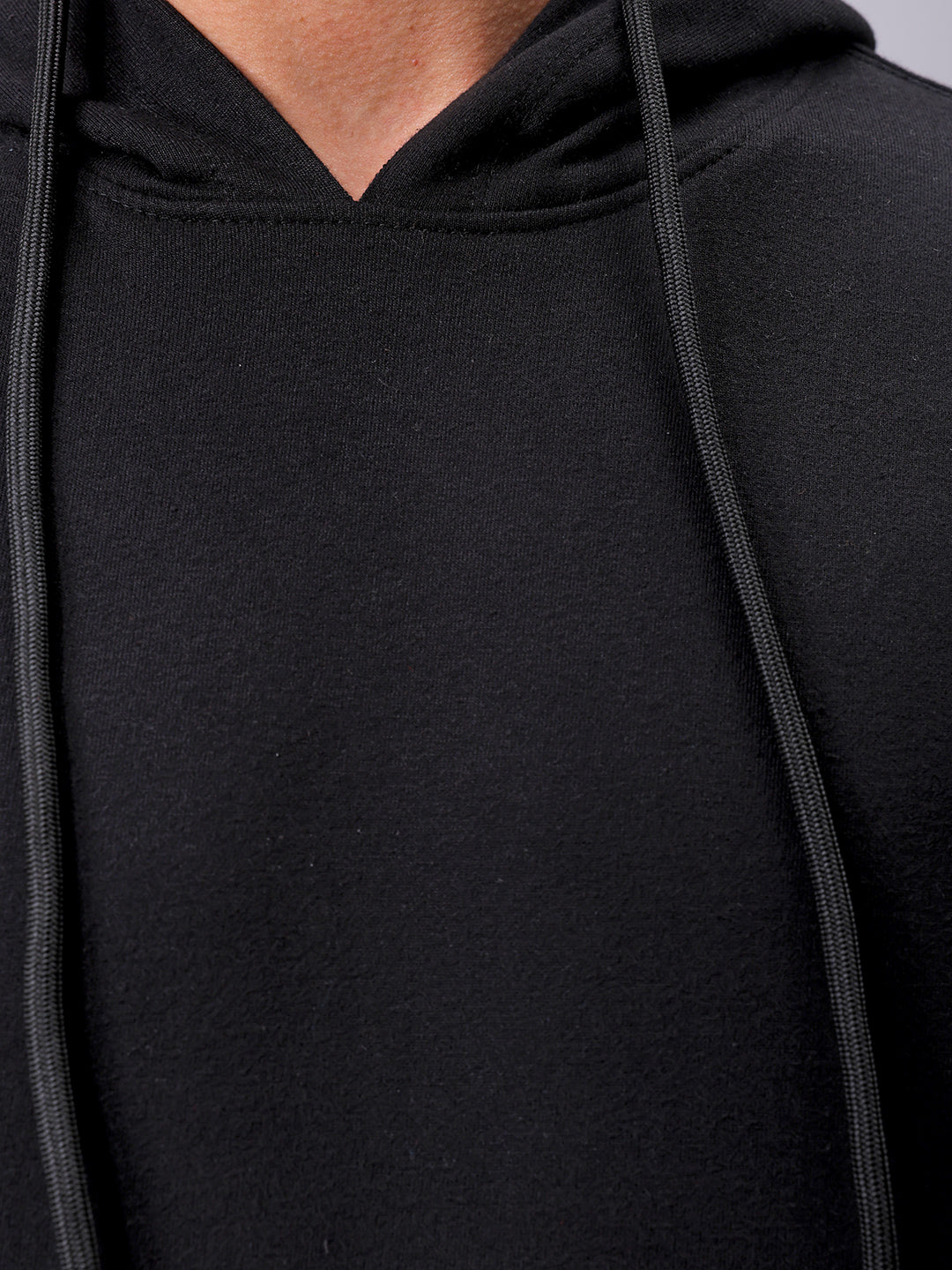 Men's Black Oversized Solid Overhead Hooded Sweatshirt