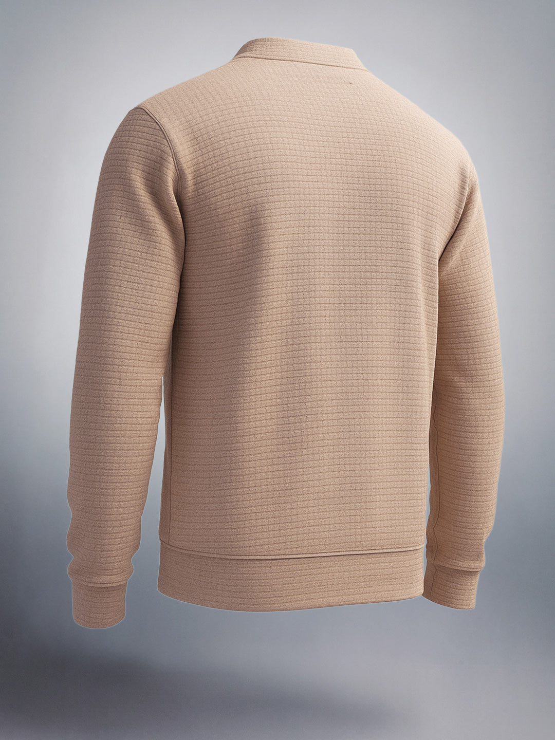 Men's Beige Regular Fit Textured Casual Sweatshirt