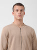 Men's Beige Regular Fit Textured Casual Sweatshirt