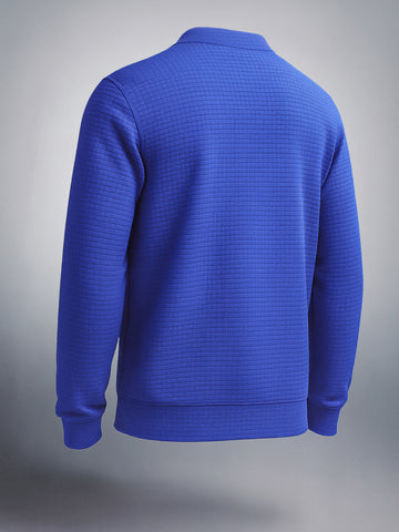 Men's Galactic Cobalt Regular Fit Textured Casual Sweat Shirt