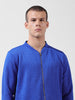 Men's Blue Regular Fit Textured Casual Sweatshirt