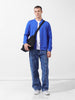 Men's Blue Regular Fit Textured Casual Sweatshirt