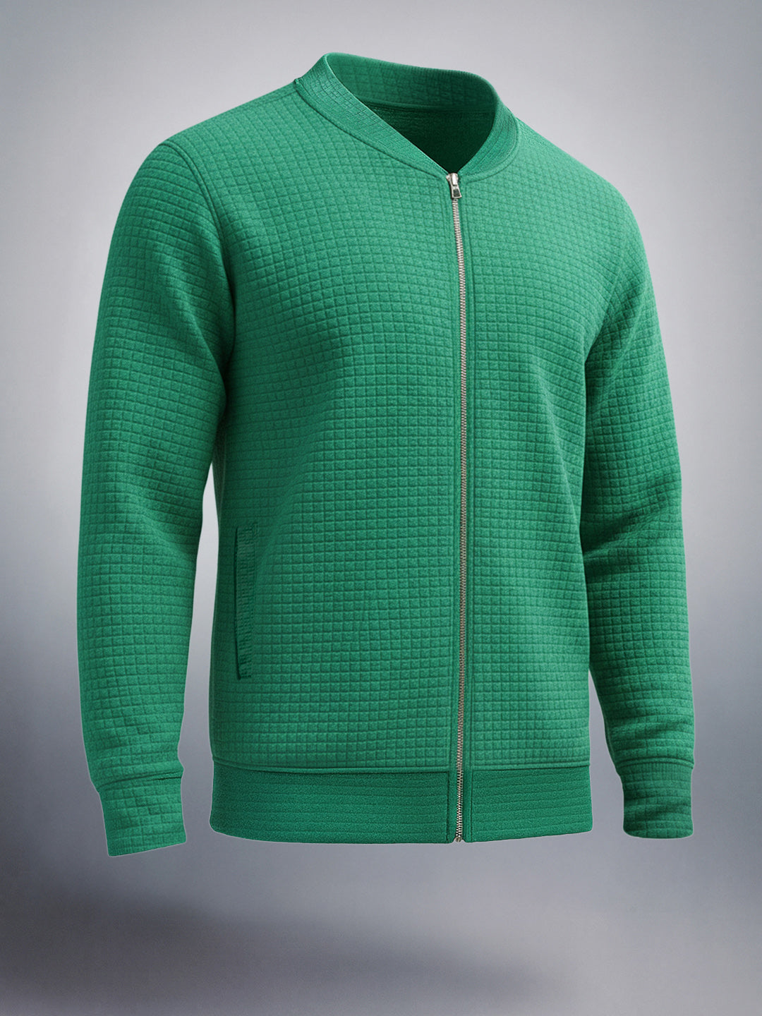 Men's Green Regular Fit Textured Casual Sweatshirt