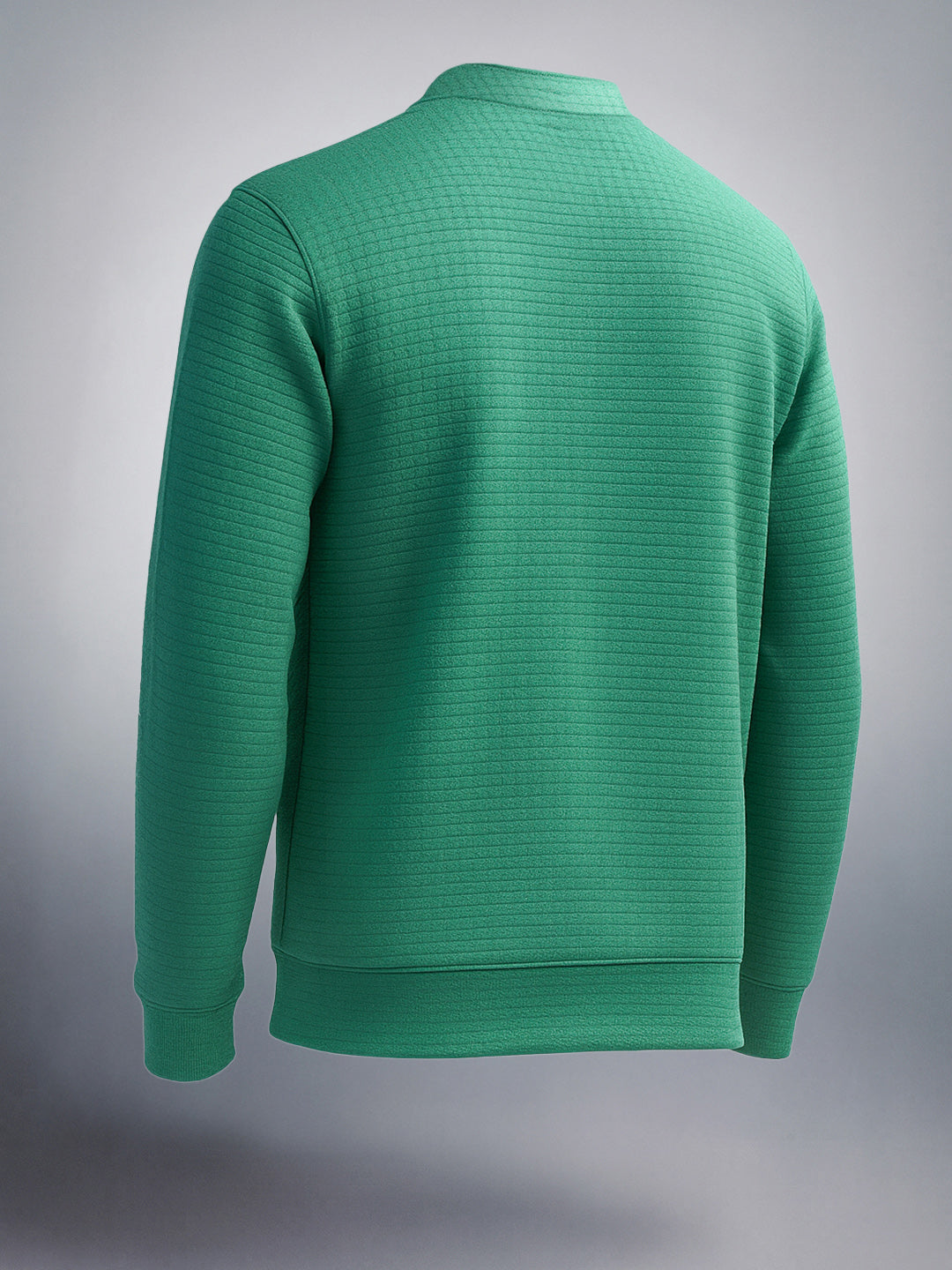Men's Green Regular Fit Textured Casual Sweatshirt