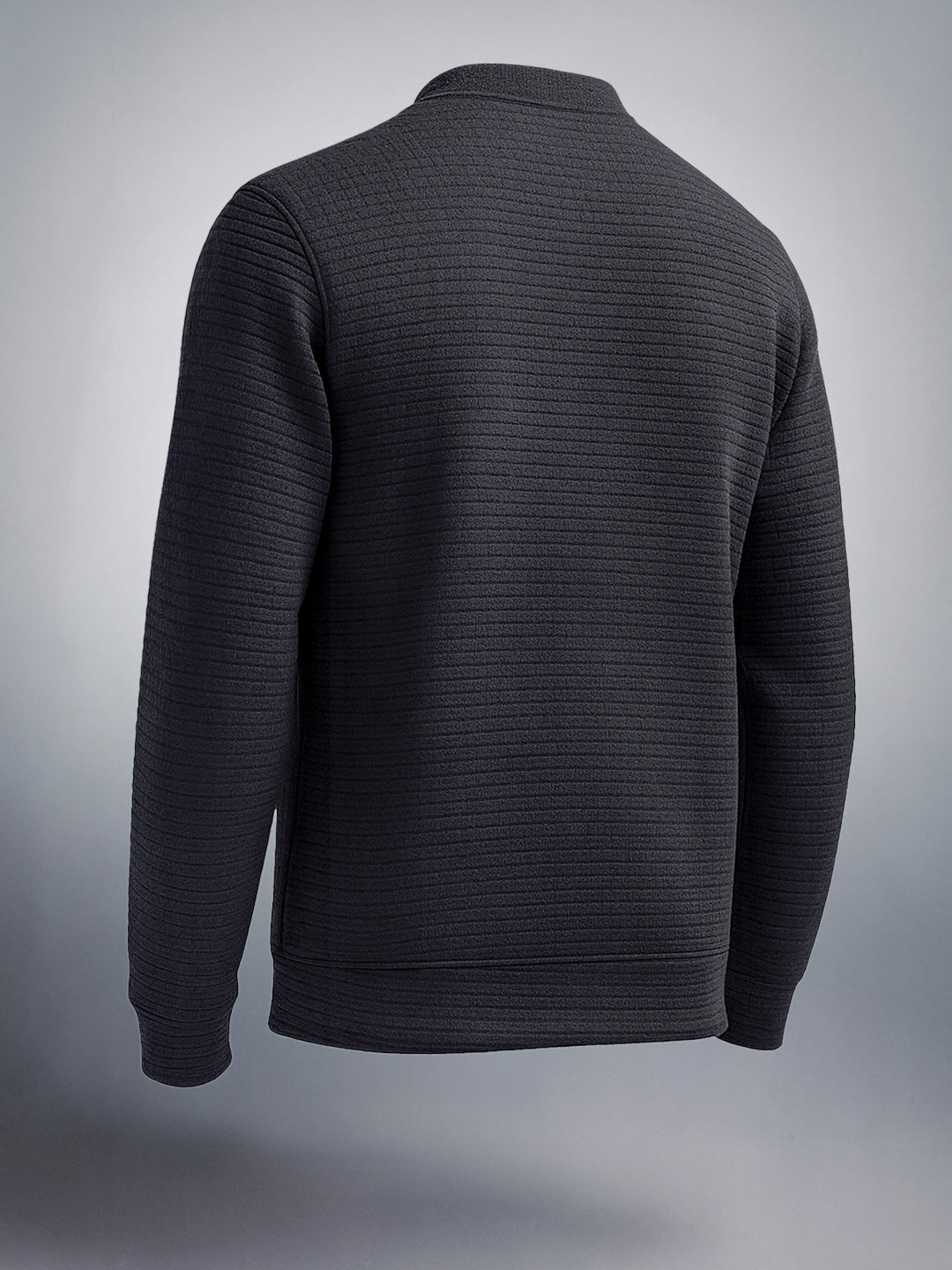Men's Black Regular Fit Textured Casual Sweatshirt